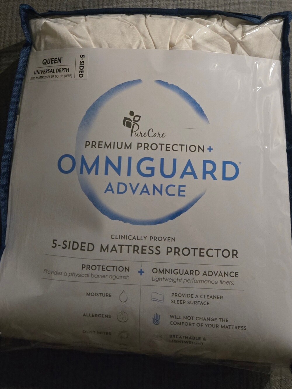 PureCare Omniguard Advance Queen Mattress Protector - White